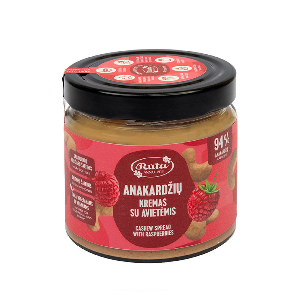 Anakardžių riešutų kremas su avietėmis, 320 g